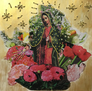 Virgencita Bordada Flores Collage
